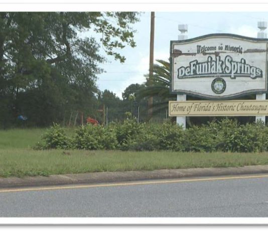 Welcome to DeFuniak Springs sign