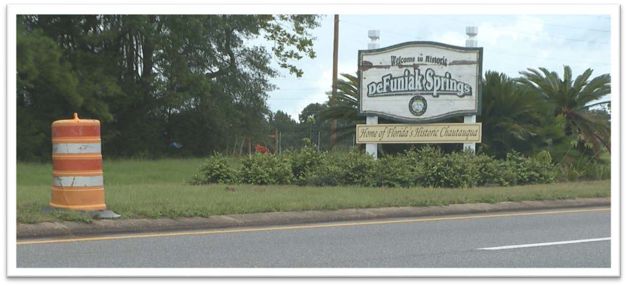 Welcome to DeFuniak Springs sign