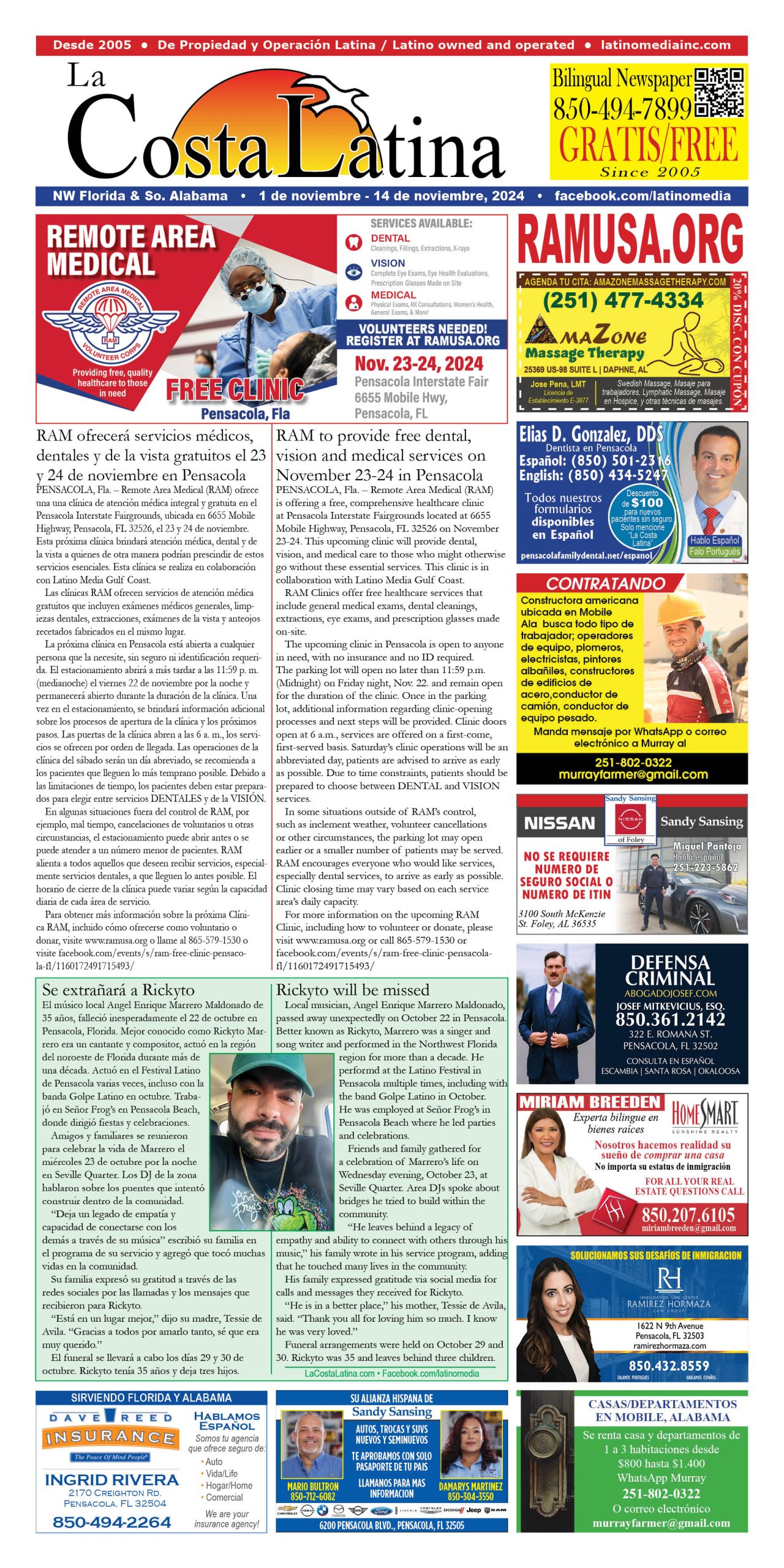 La Costa Latina November 1 - November 14, 2024 Page 1