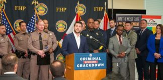 Press conference explaining arrests of theft ring in South Florida