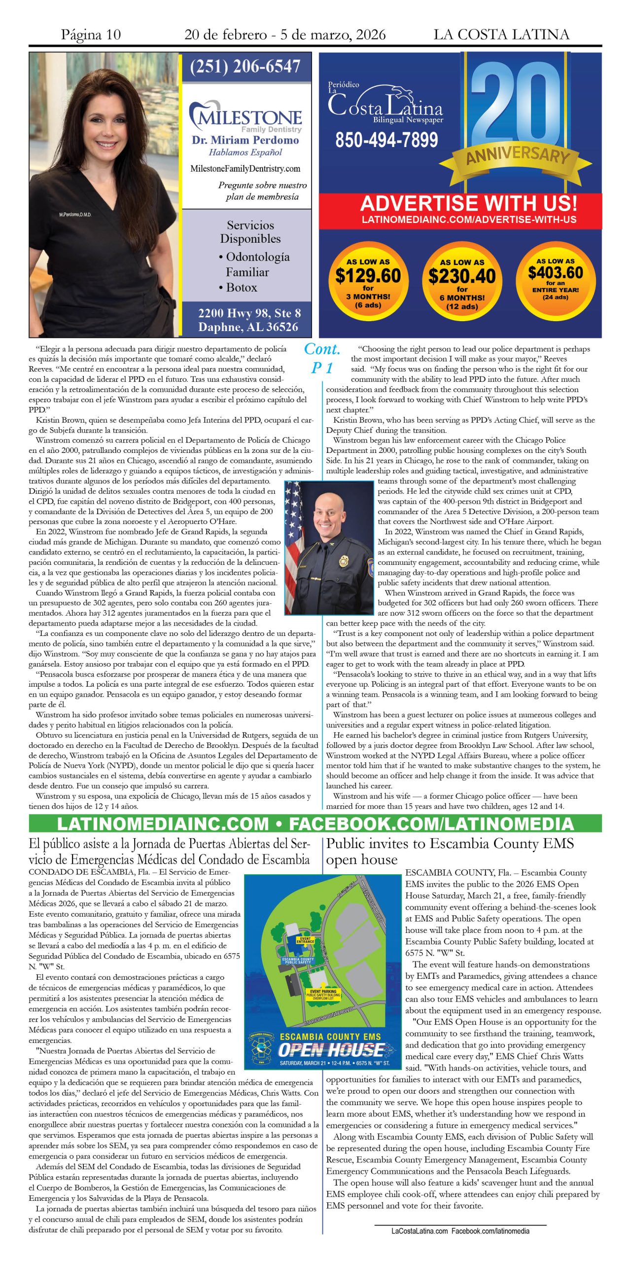 La Costa Latina, February 20 - March 5, 2026, Page 1