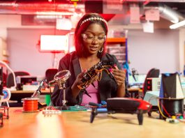 Student learning hands on engineering proceedure