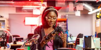 Student learning hands on engineering proceedure