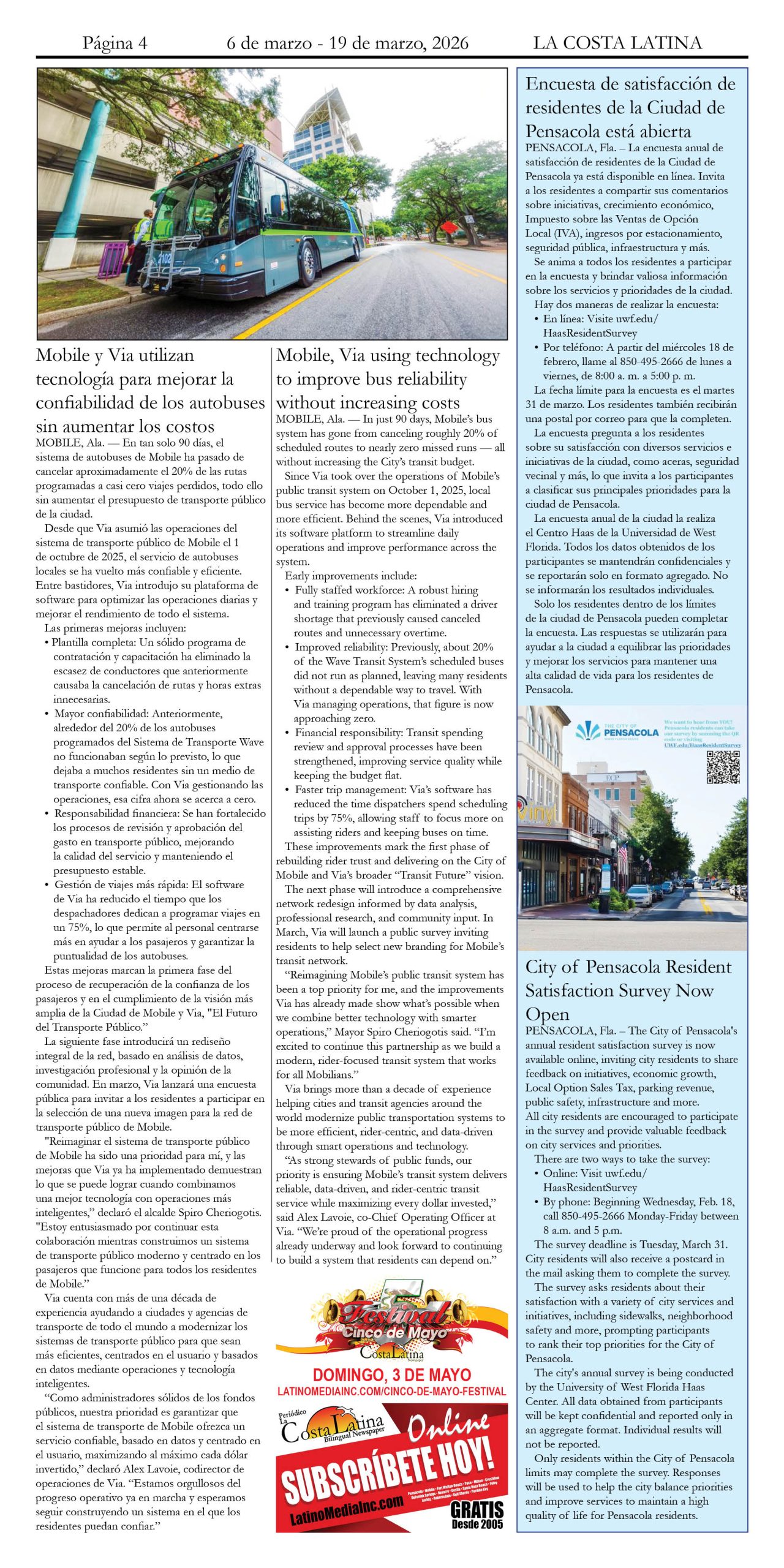 La Costa Latina, March 6 - March 19, 2026, Page 4