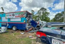 Pick up truck crashed into a food truck