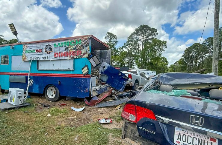 Pick up truck crashed into a food truck