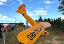 Yellow plane crashed into the ground