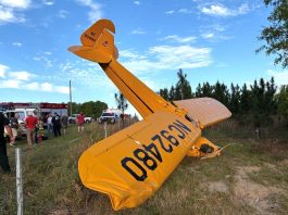 Yellow plane crashed into the ground