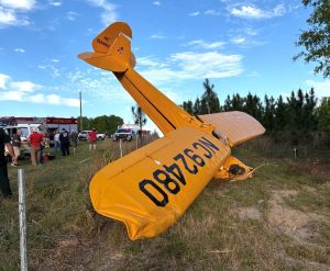 Yellow plane crashed into the ground