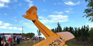 Yellow plane crashed into the ground