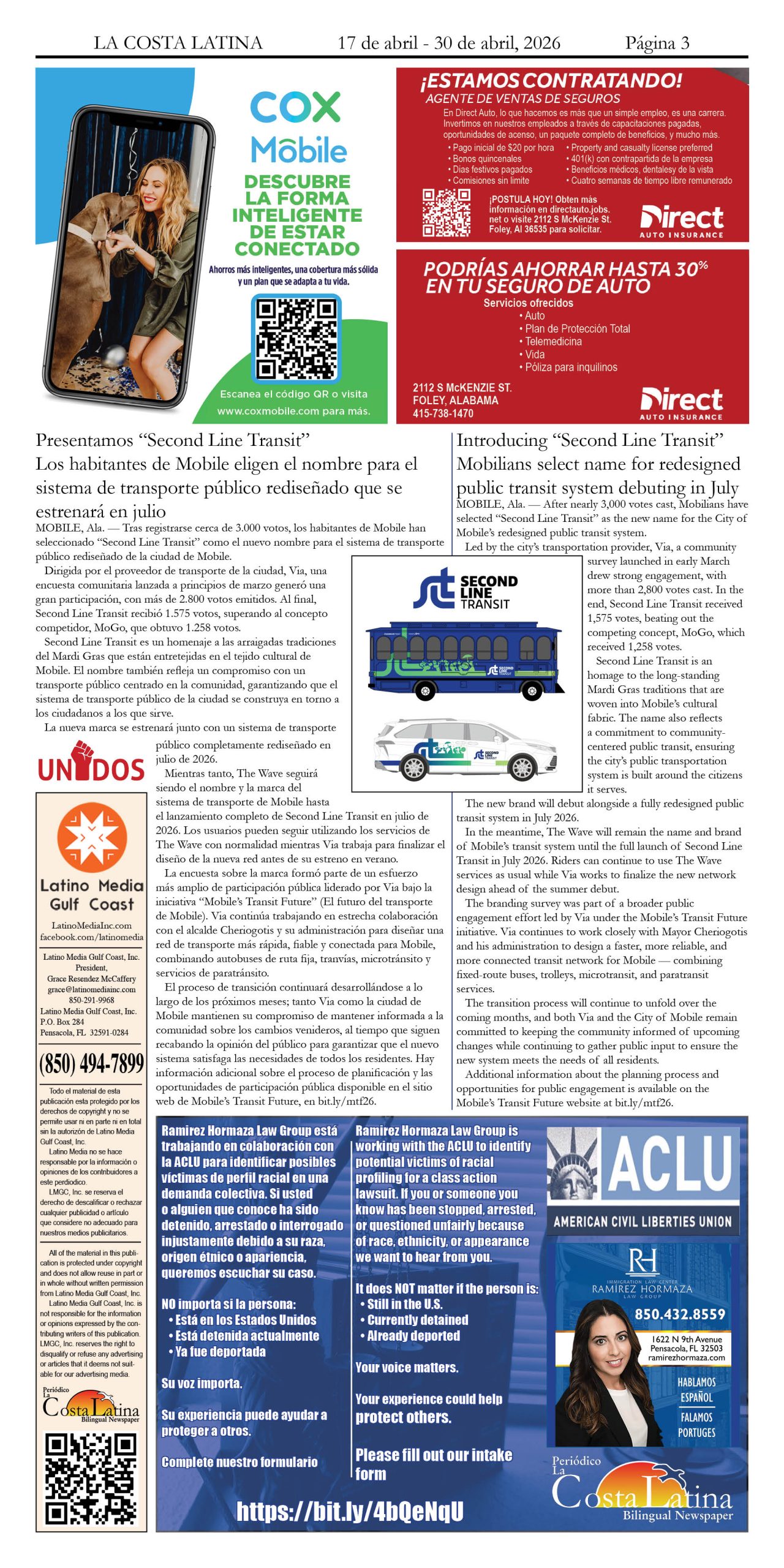 La Costa Latina, April 16 - April 30, 2026, Page 3