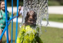 Child playing in splashpad