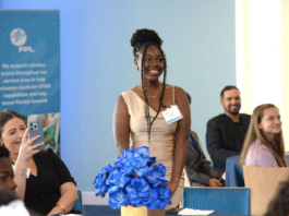Student receiving a scholarship