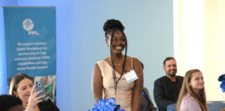 Student receiving a scholarship
