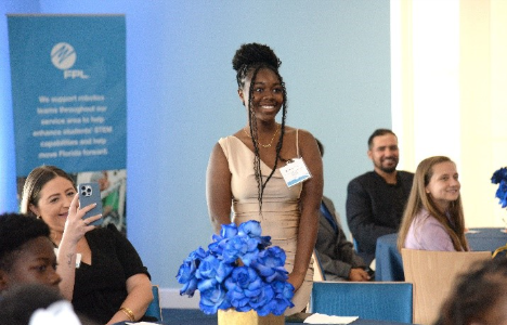 Student receiving a scholarship