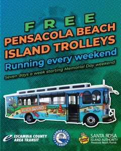 Beach Trolley service announcement flyer