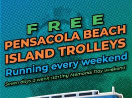 Beach Trolley service announcement flyer