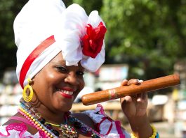 Cuban woman holding a cigar