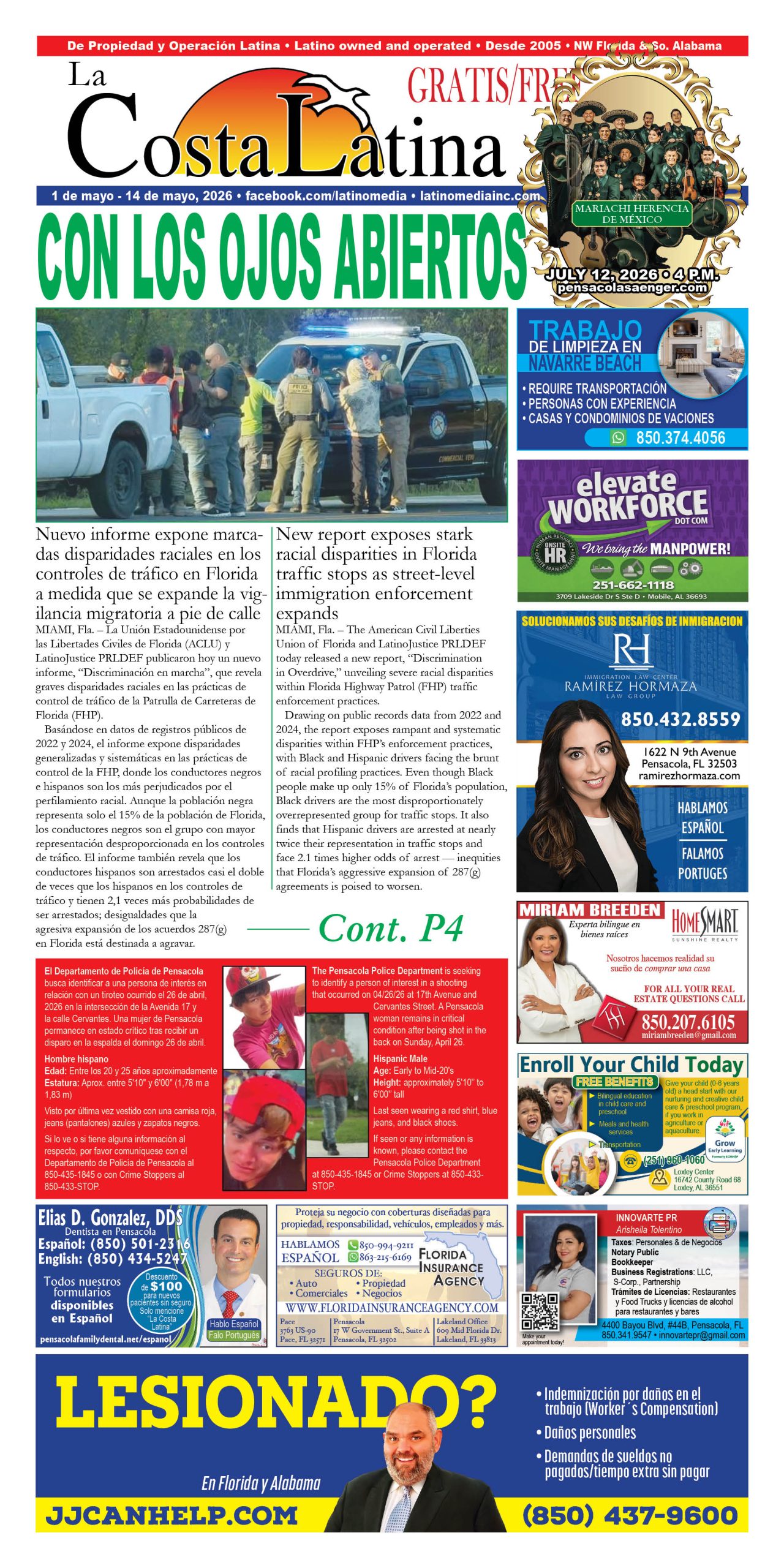 La Costa Latina May 1 - May 14, Page 1