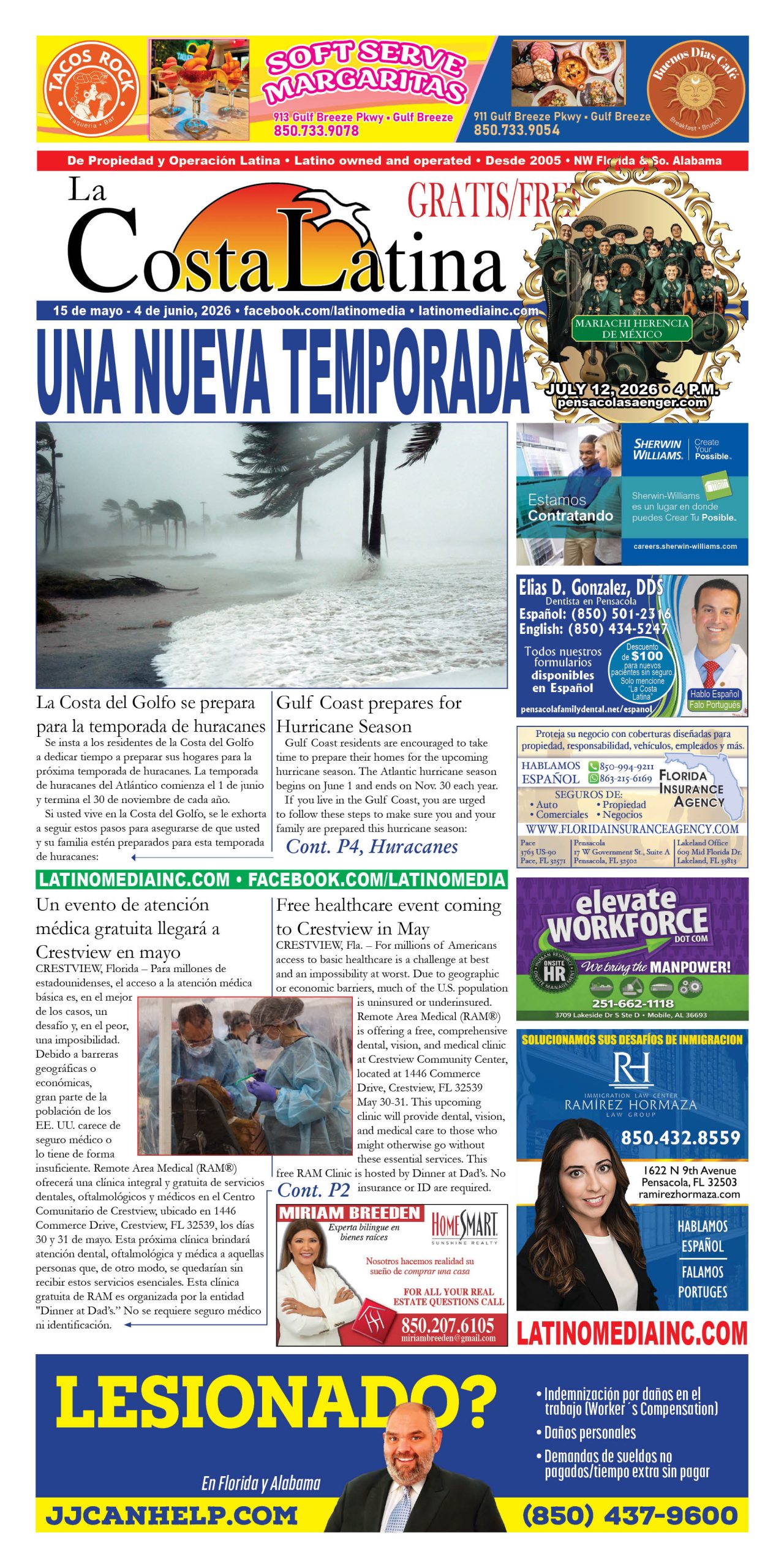 La Costa Latina May 15 - June 4 edition, Page 1