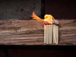 Match sticks lit on fire.