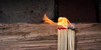 Match sticks lit on fire.