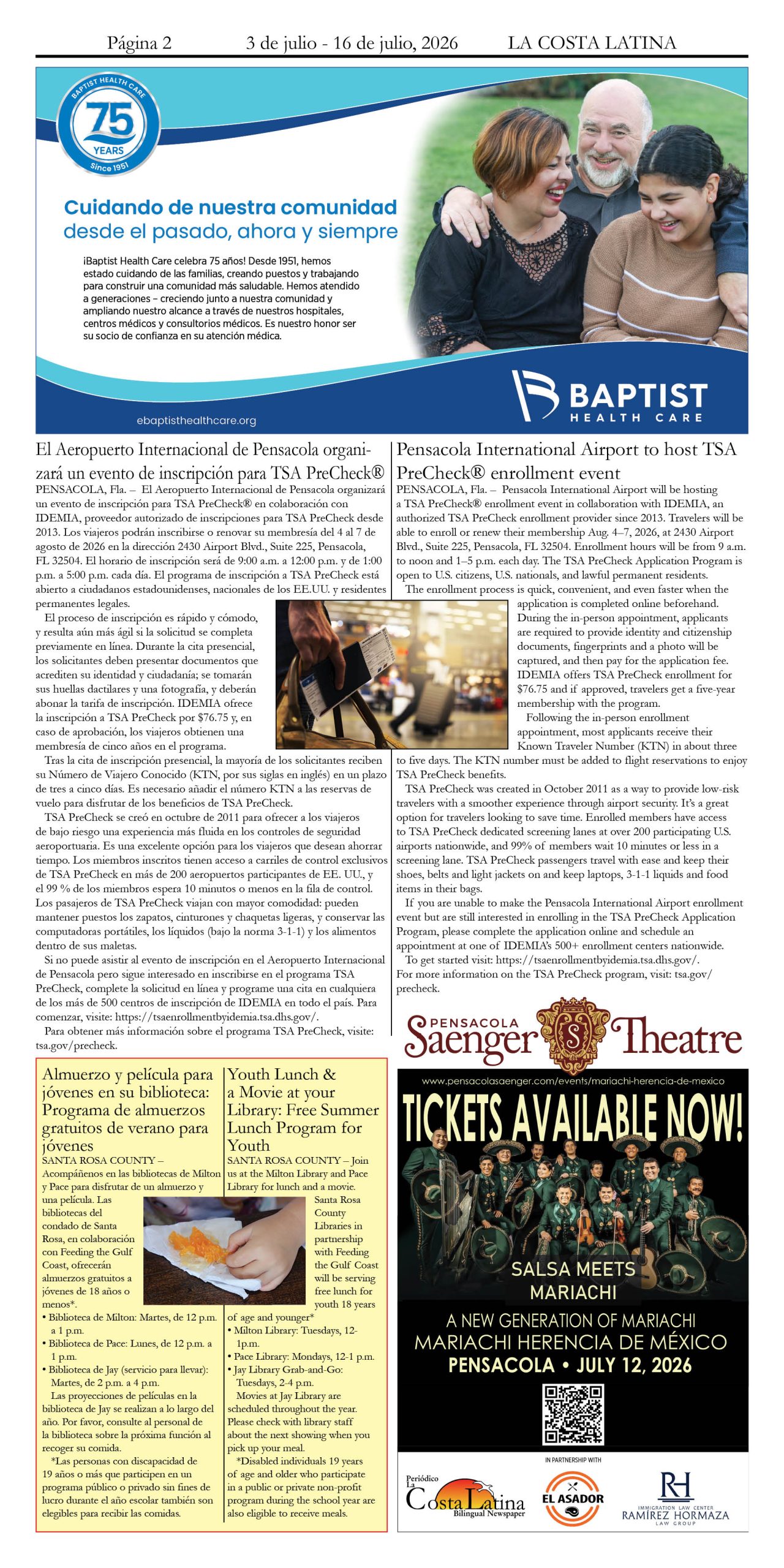 La Costa Latina July 3 - July 16, 2026 edition, Page 2