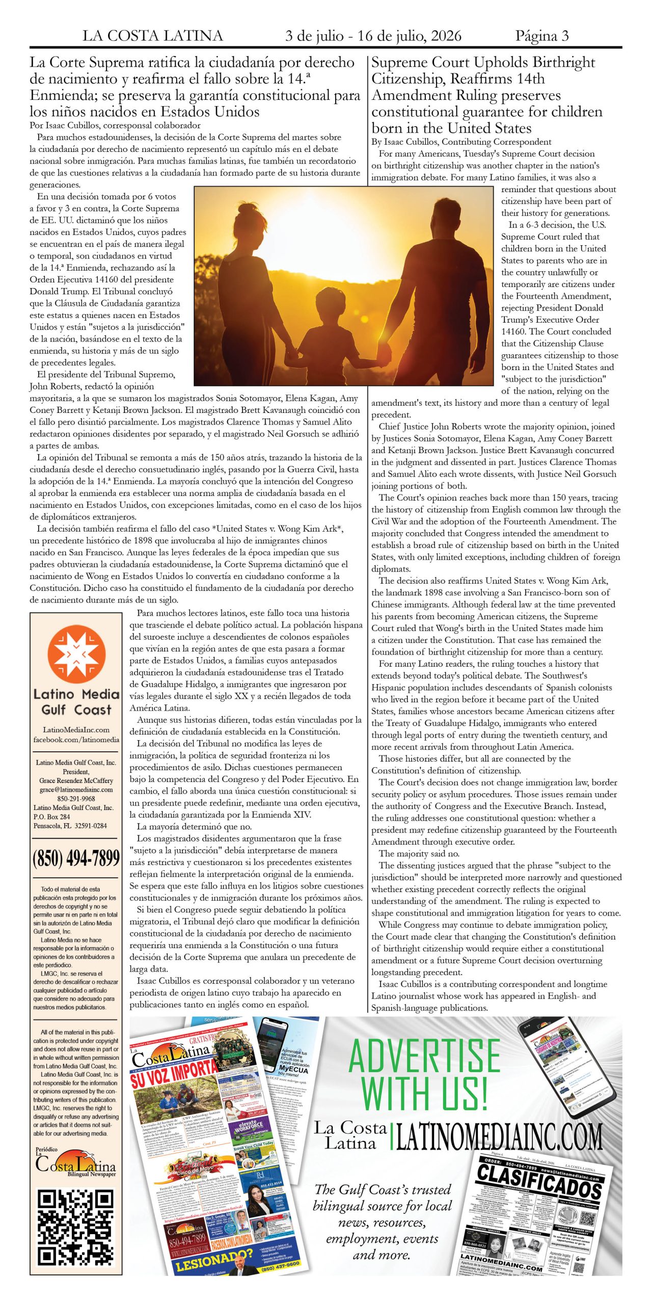 La Costa Latina July 3 - July 16, 2026 edition, Page 3