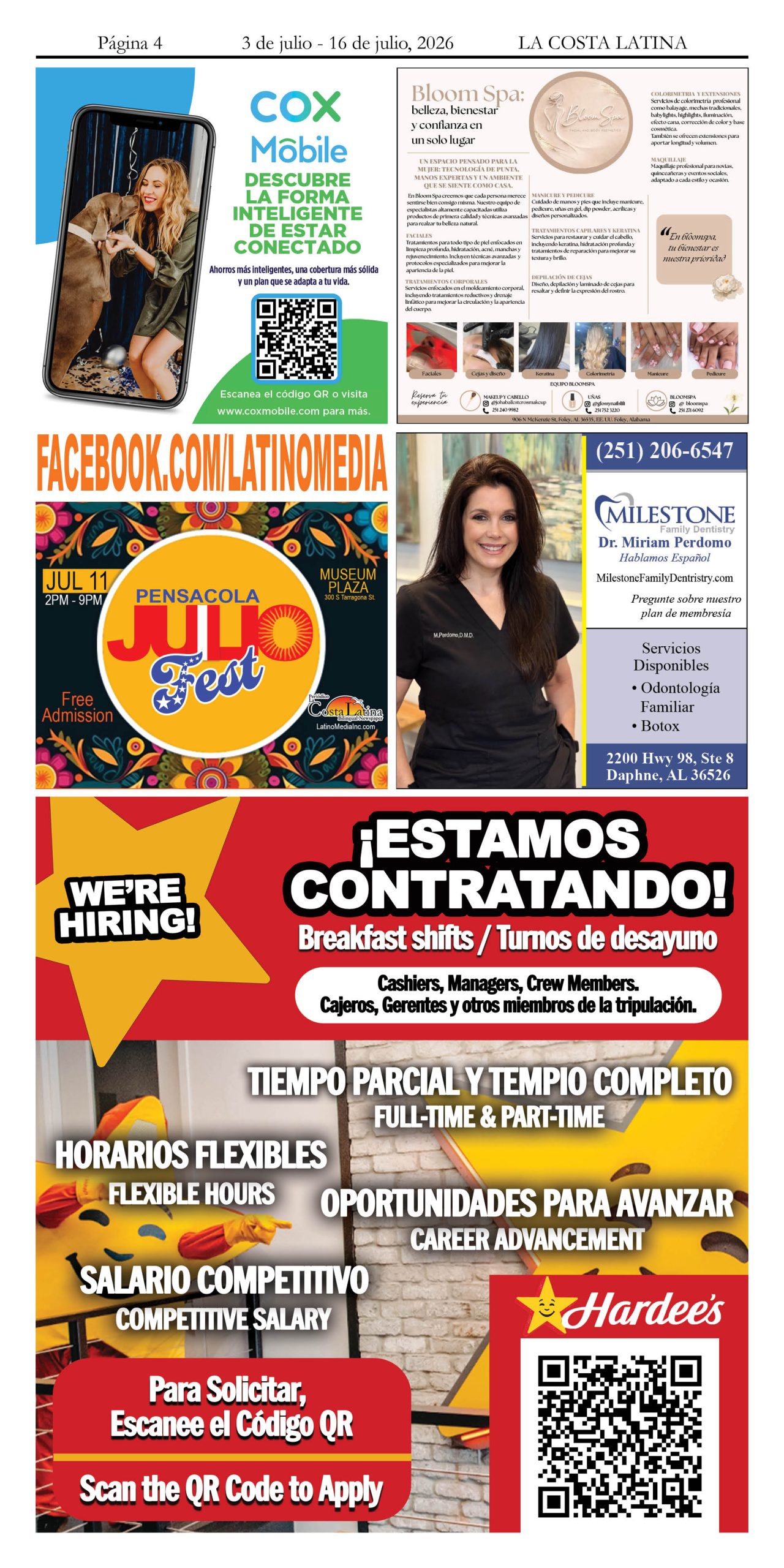 La Costa Latina July 3 - July 16, 2026 edition, Page 4