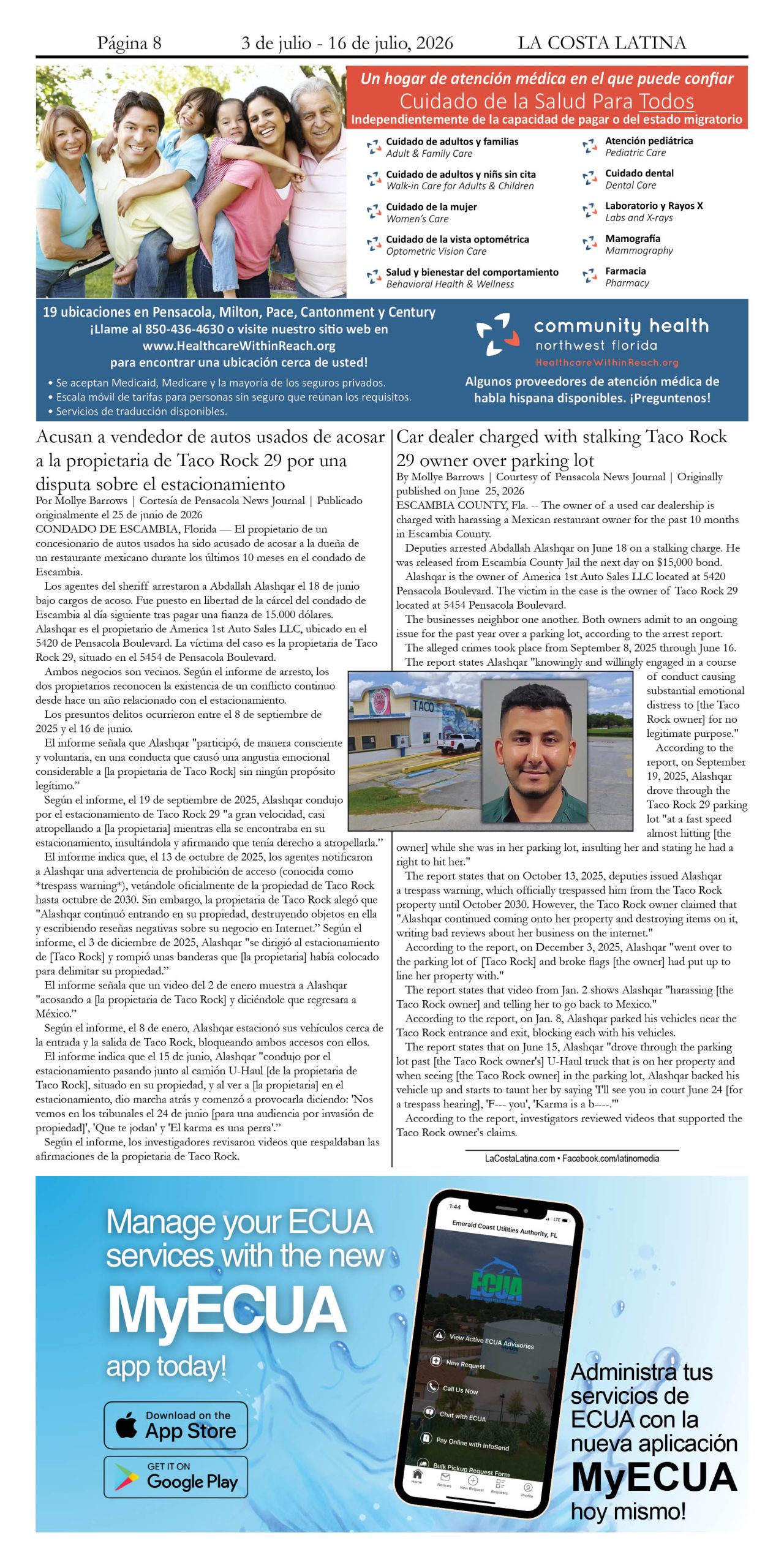 La Costa Latina July 3 - July 16, 2026 edition, Page 8
