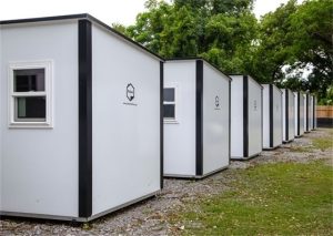 Pallet shelters in a row
