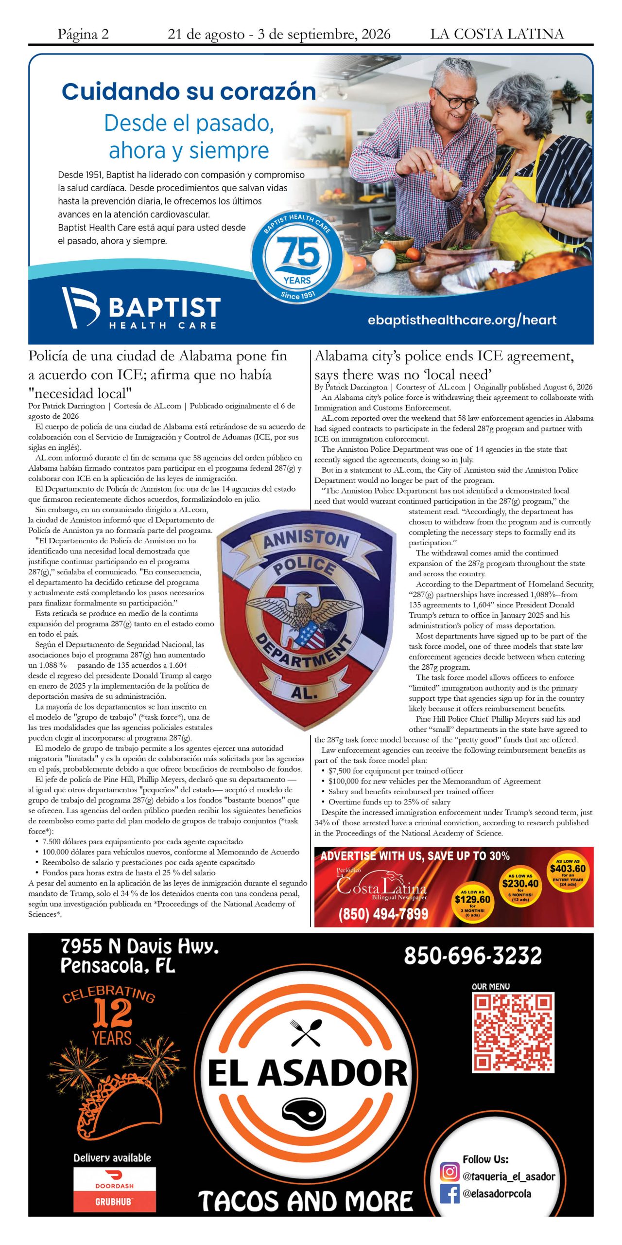 La Costa Latina, August 21 - September 3, 2026, Page 2