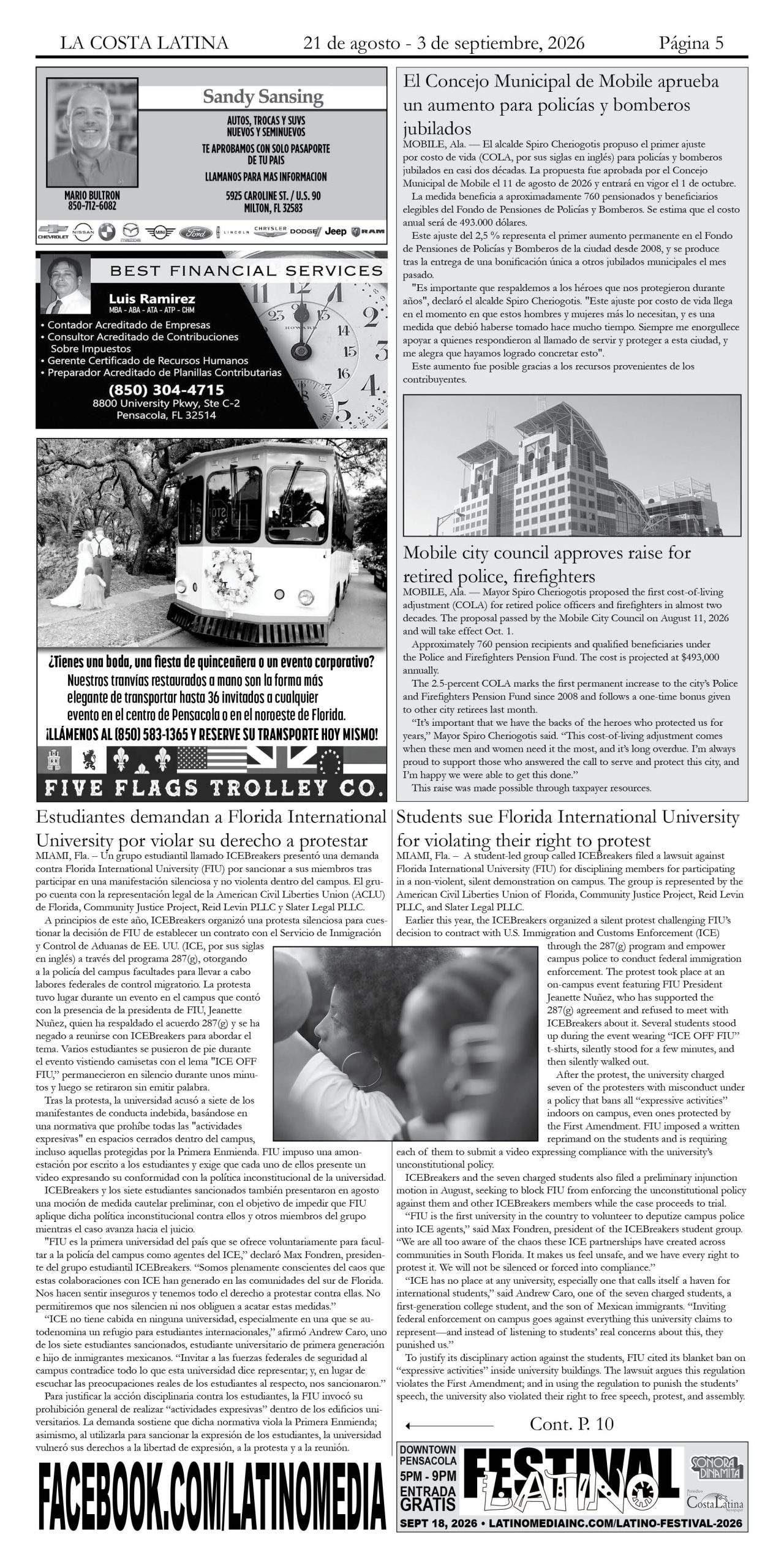 La Costa Latina, August 21 - September 3, 2026, Page 5