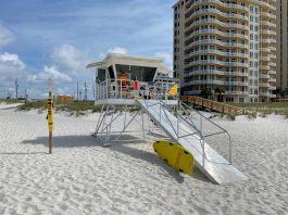 Los salvavidas de Pensacola Beach finalizan la cobertura en el acceso público de Perdido Key para la temporada 2026 ~ Pensacola Beach lifeguards conclude 2026 Perdido Key public access coverage Beach lifeguard station