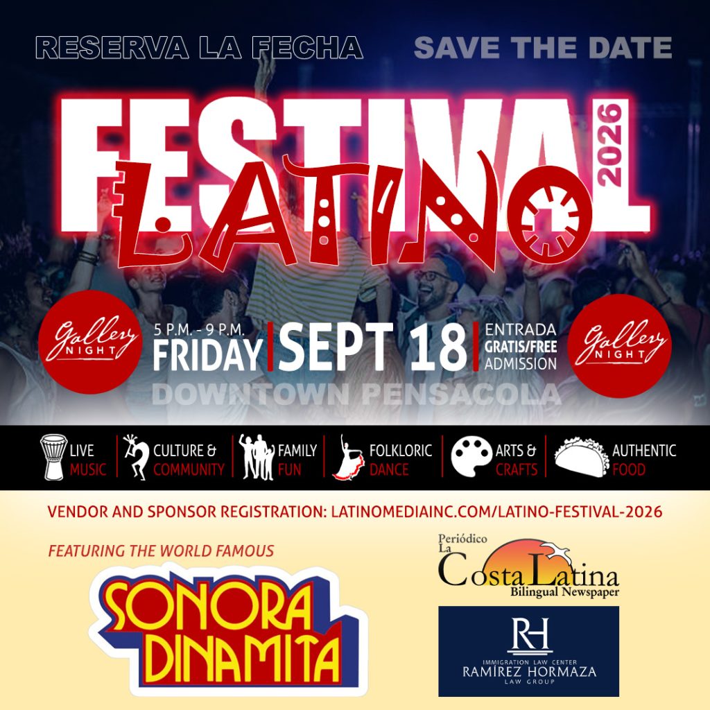 2026 Latino Festival Friday, Sept. 18 5 to 9 p.m. Downtown Pensacola