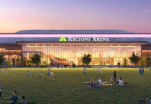 Actualización importante sobre el Regions Arena por parte del alcalde Cheriogotis ~ Important Regions Arena update from Mayor Cheriogotis Rendering of exterior of Regions Arena in Mobile, Ala.