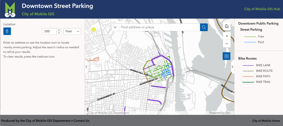 Screenshot of Mobile's interactive map