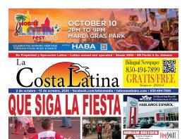 La Costa Latina, October 2 - October 15 edition, Page 1