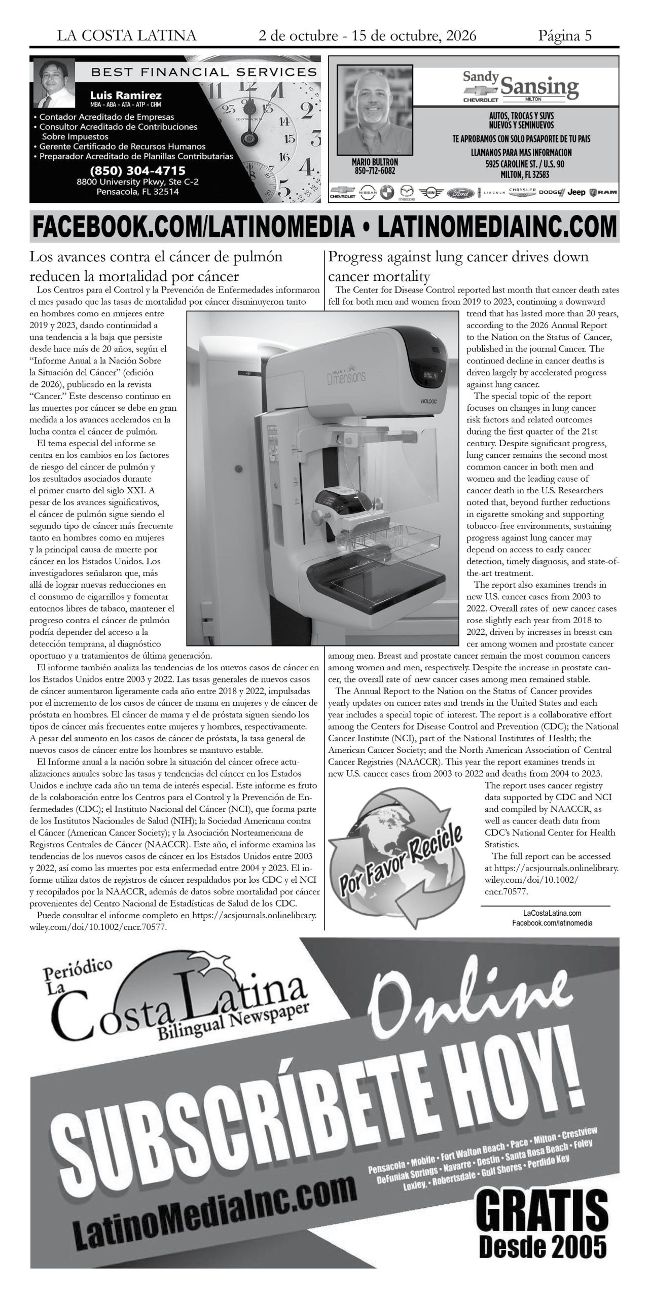 La Costa Latina, October 2 - October 15 edition, Page 5