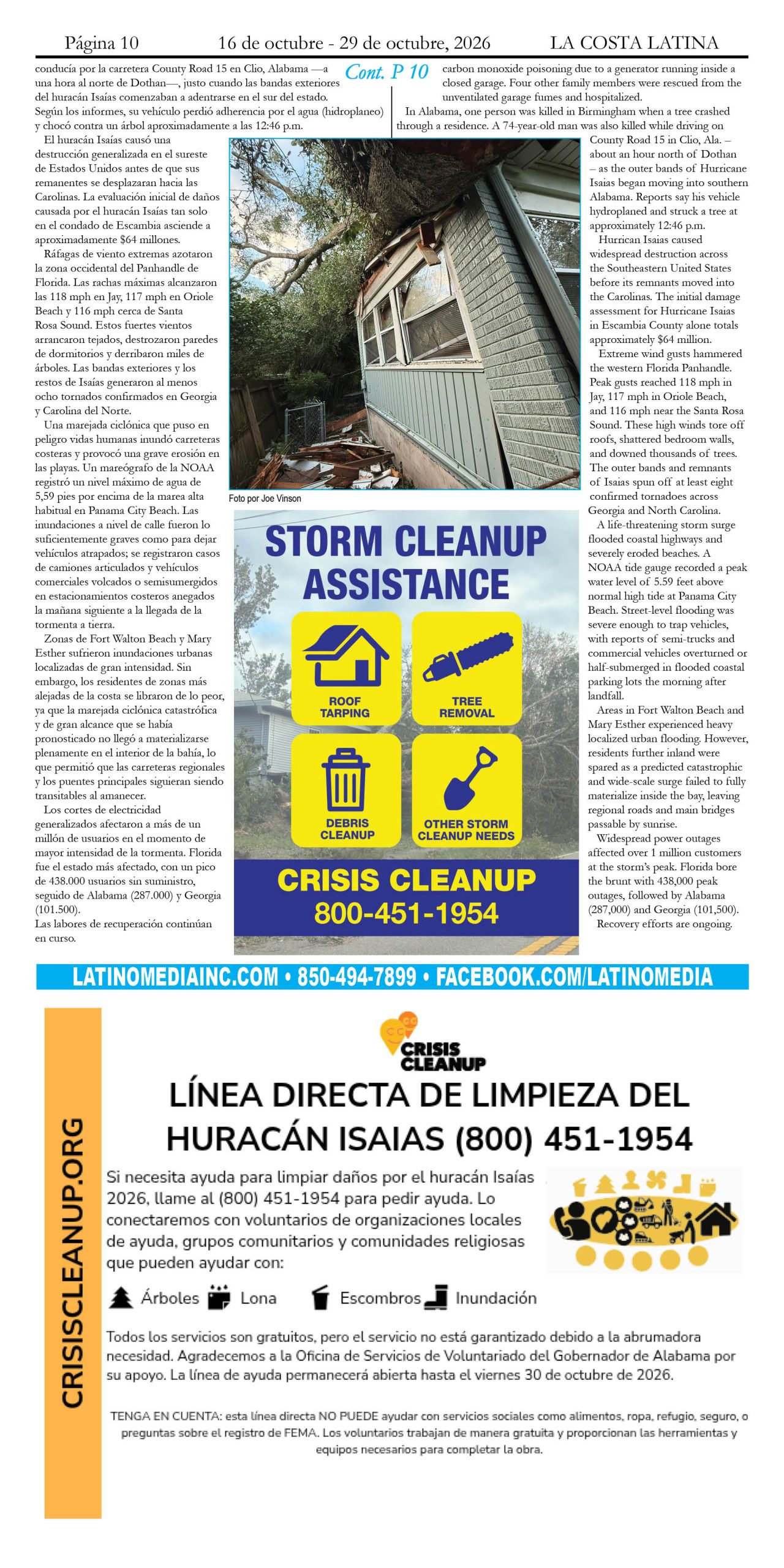 La Costa Latina, October 16 - October 29 edition, Page 10