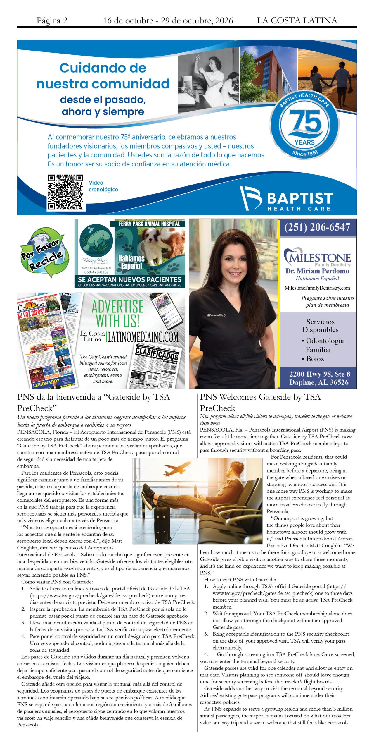La Costa Latina, October 16 - October 29 edition, Page 2