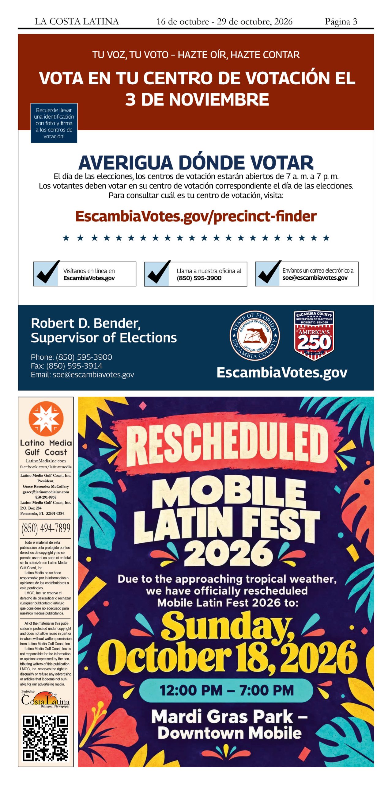 La Costa Latina, October 16 - October 29 edition, Page 3