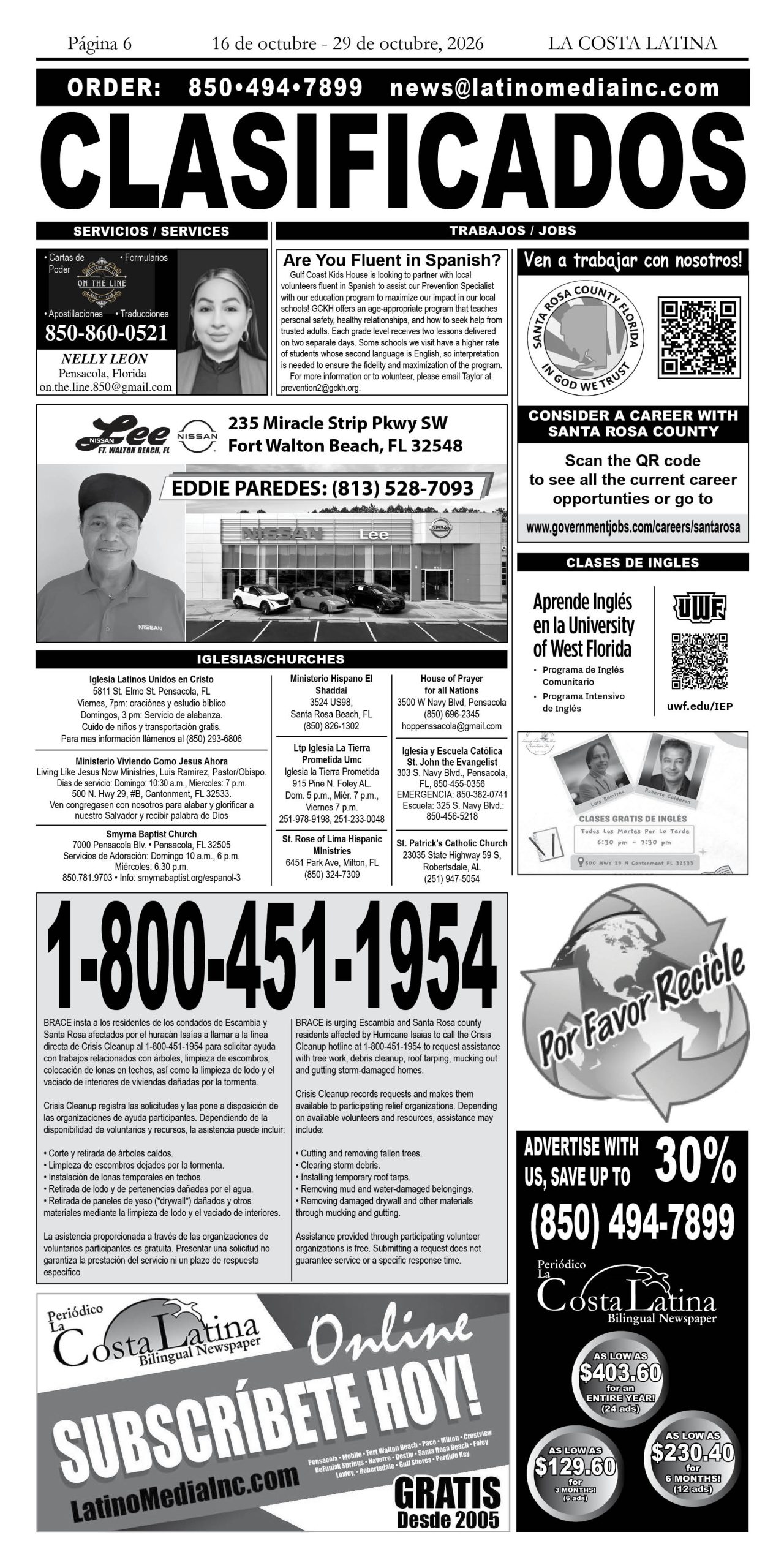 La Costa Latina, October 16 - October 29 edition, Page 6